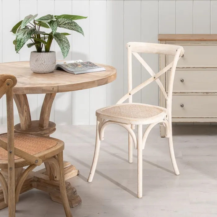 Scaun Vintage Lemn alb, Ratan - creativdeco.ro [10]