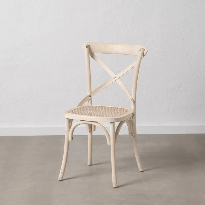 Scaun Vintage Lemn alb, Ratan - creativdeco.ro [1]