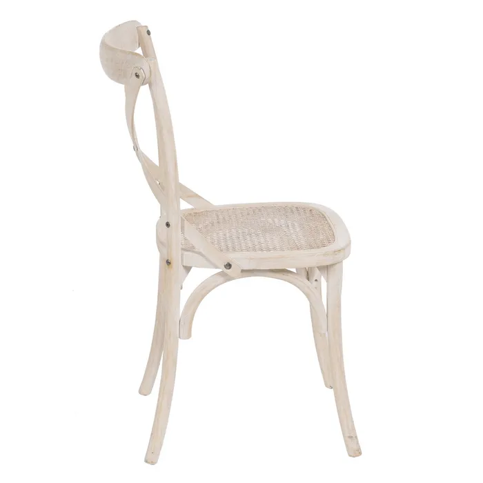 Scaun Vintage Lemn alb, Ratan - creativdeco.ro [2]