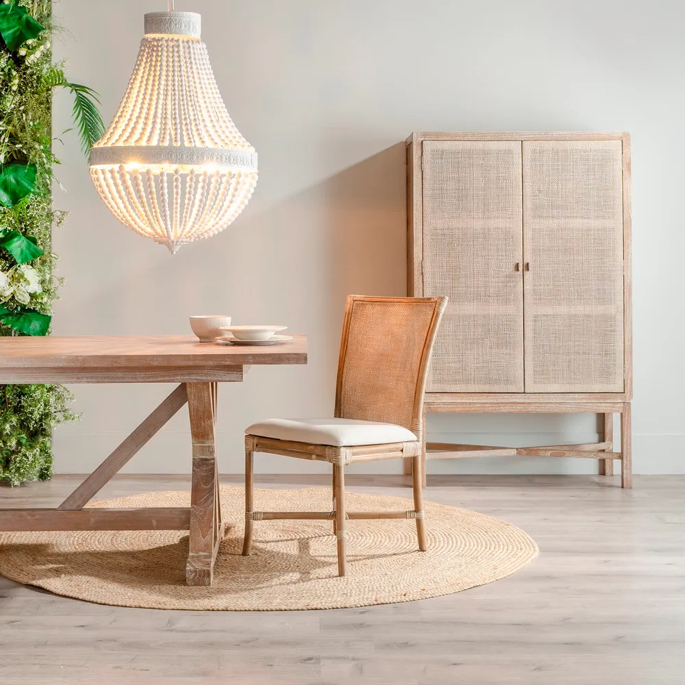 Scaun Vintage Ratan Natural, Sezut Crem - CreativDeco.ro [1]