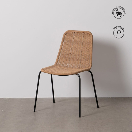 Mobilier Gradina - Scaune din polietilenă și oțel pentru exterior, set 2, design minimalist