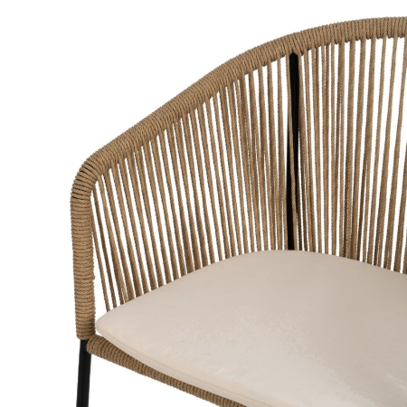 Scaune din polietilenă și oțel pentru exterior, set 2, design natural [6]