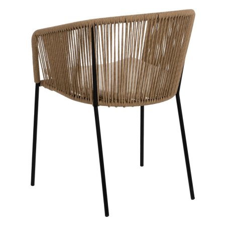 Scaune din polietilenă și oțel pentru exterior, set 2, design natural [3]