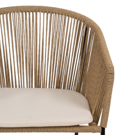 Scaune din polietilenă și oțel pentru exterior, set 2, design natural [5]