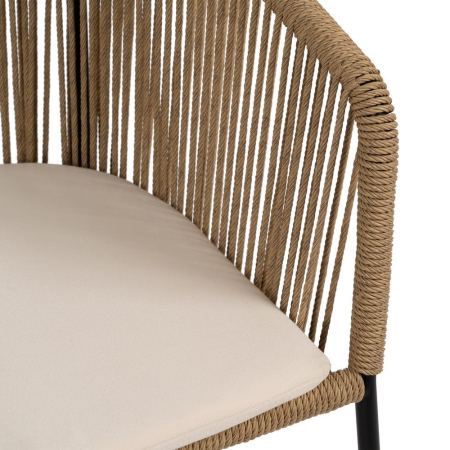 Scaune din polietilenă și oțel pentru exterior, set 2, design natural [9]