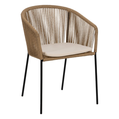 Scaune din polietilenă și oțel pentru exterior, set 2, design natural [1]