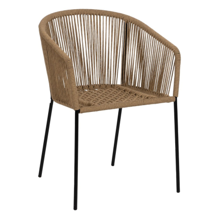 Scaune din polietilenă și oțel pentru exterior, set 2, design natural [4]