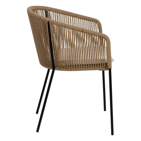 Scaune din polietilenă și oțel pentru exterior, set 2, design natural [2]