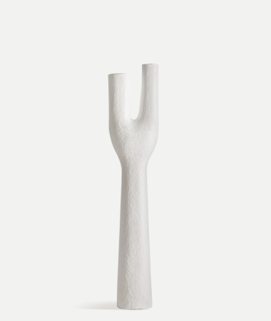 Obiecte decorative - Sculptură din fibrociment alb, în formă de trunchi bifurcat, la scară compactă și fină