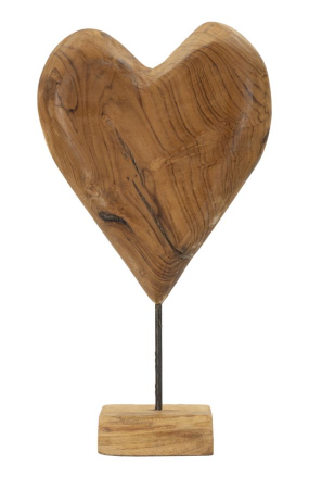 Statuete si Sculpturi - Sculptură decorativă inimă din lemn de tec reciclat Dobu