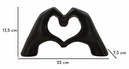 Sculptură decorativă inimă din rășină neagră – imagine principală – Lover Black [6]