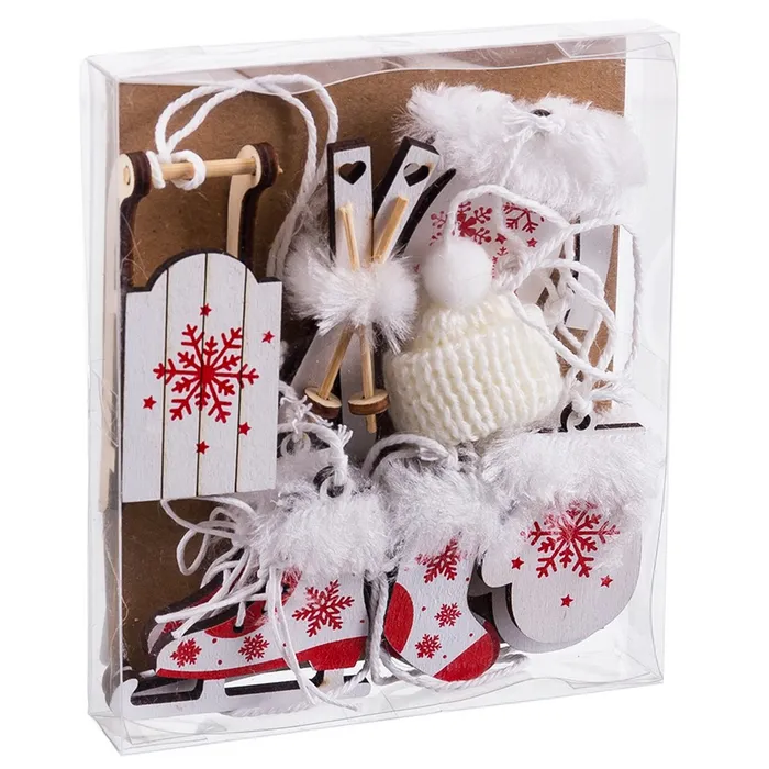 Obiecte decorative - Set de 10 Decoratii din Lemn CreativDeco - Cadouri Traditionale de Craciun