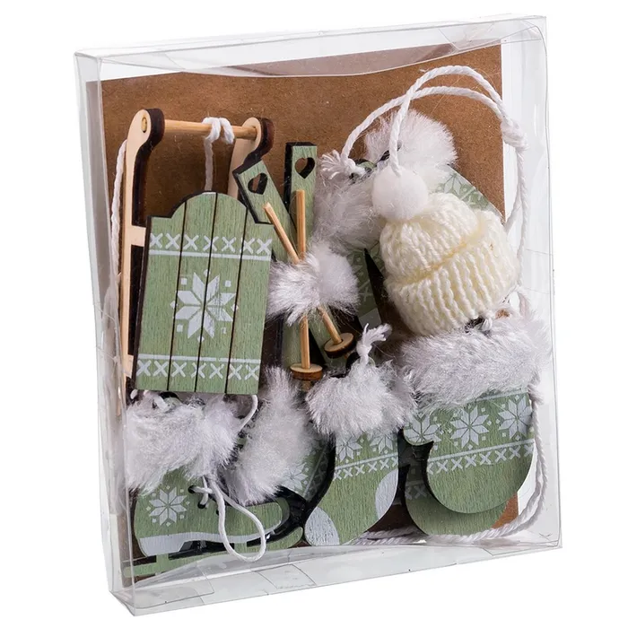 Obiecte decorative - Set de 10 Decoratii Verzi Pastelate CreativDeco - Atmosfera de Iarna in Brad