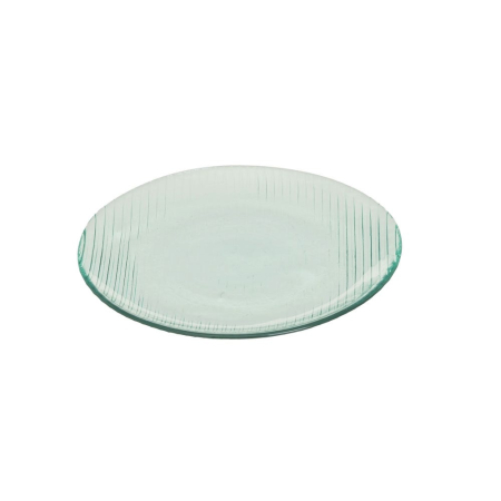 Farfurii - Set de douăsprezece farfurii mici din sticlă reciclată verde pal, cu dungi fine