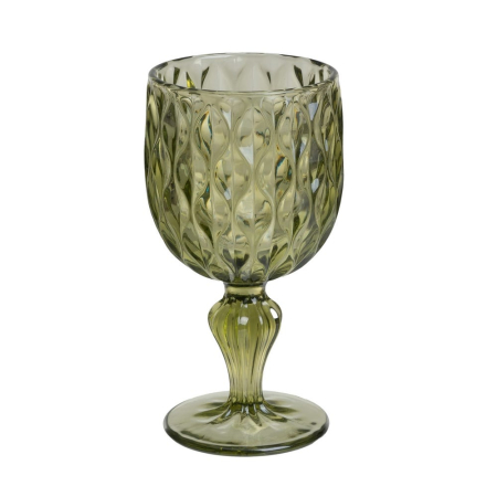 Colectia noua - Set de douăsprezece pahare mici de vin cu picior din sticlă verde, cu tijă canelată