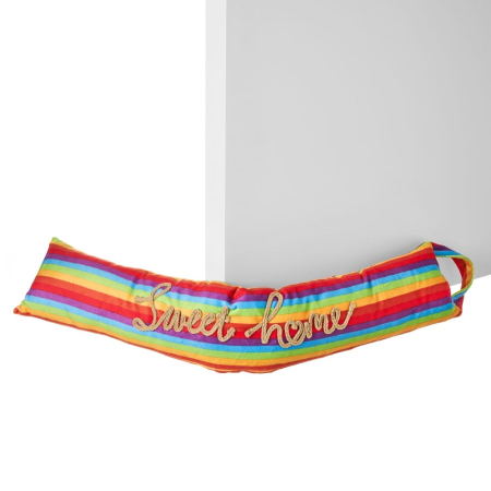 Colectia noua - Set de două apărători de curent pentru ușă în dungi colorate cu Sweet Home auriu