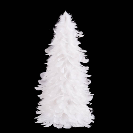 Craciun - Setul de 2 brazi decorativi albi din pene 30 cm