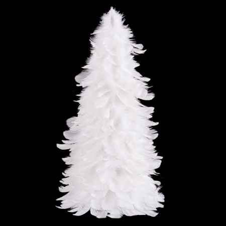 Craciun - Setul de 2 brazi decorativi albi din pene 40 cm