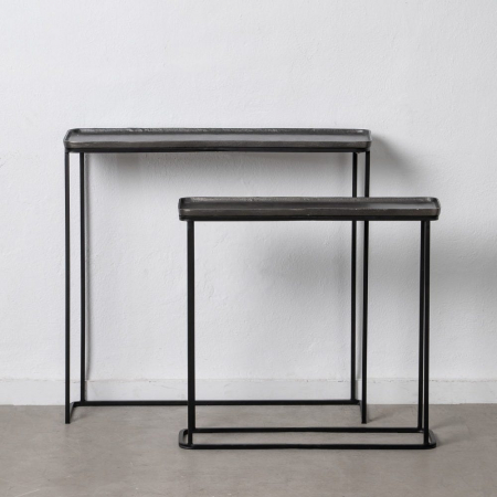 Console - Set console înguste industriale – aluminiu & metal negru