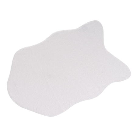 Covoare - Set de două covorașe albe în formă de blană din sherpa, cu contur organic neregulat