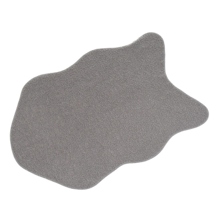 Covoare - Set de două covorașe gri deschis cu formă de blană din sherpa, contur organic
