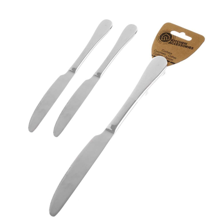 Minimalist - Set 2 cuțite de masă din oțel inoxidabil lucios cu lamă netedă și mâner lat