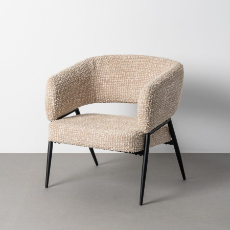 Scandinav - Set 2 fotolii din stofă bej cu structură metalică