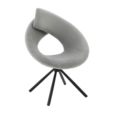 Set 2 fotolii catifea gri cu picioare negre Ribbon pivotante pentru decor modern