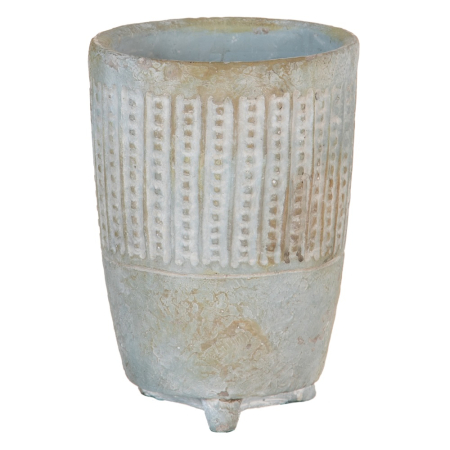 Ghivece, Vase Exterior - Set 2 ghivece decorative din ciment cu striații verticale