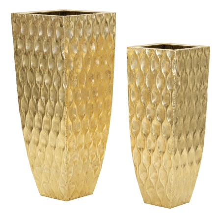 Obiecte decorative - Set 2 ghivece glam cu petale în relief auriu