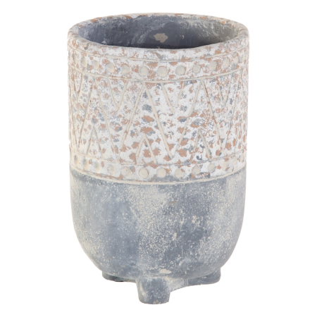 Ghivece, Vase Exterior - Set 2 ghivece decorative din ciment cu model geometric antichizat