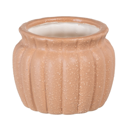 Ghivece, Suporturi flori - Set 2 ghivece somon din ceramica striata