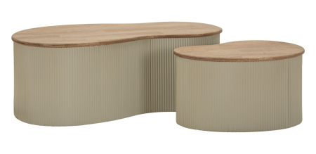 Mobilier - Set 2 masute cafea alb maro din lemn si metal pentru living sau lounge