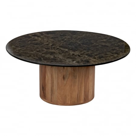 Set masute ceramica maro marmura si acacia, rotunde elegante [2]