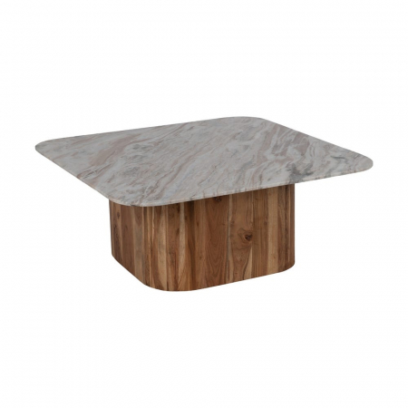 Set masute patrate marmura si lemn acacia, alb gri si maro cald [3]