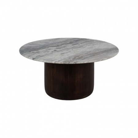 Set masute marmura si lemn mango, blat alb si baza maro inchis [3]