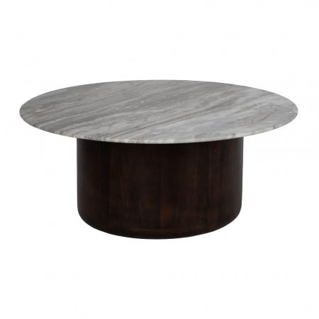 Set masute marmura si lemn mango, blat alb si baza maro inchis [2]