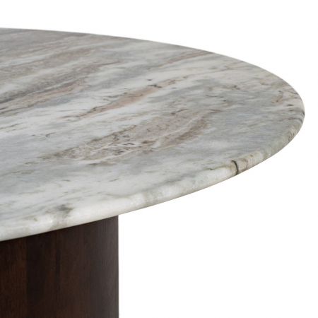 Set masute marmura si lemn mango, blat alb si baza maro inchis [6]