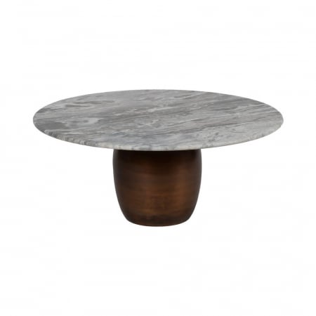 Set masute marmura cupru metal oval, blat rotund alb venaturi gri [4]