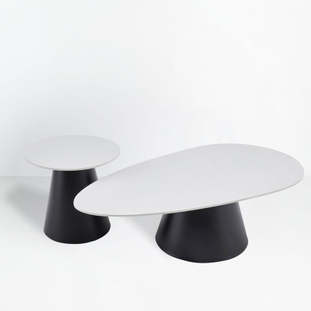 Mobilier - Set 2 măsuțe de cafea ovale din ceramică albă