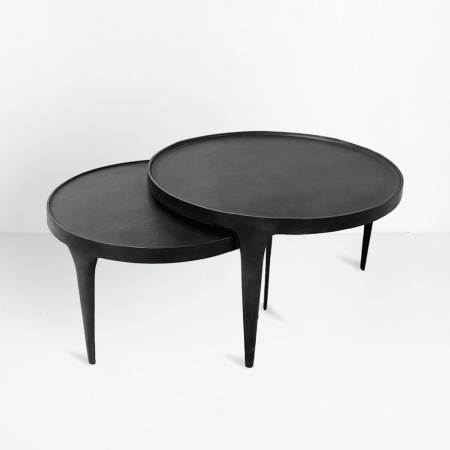 Mobilier - Set 2 măsuțe de cafea rotunde din aluminiu turnat negru