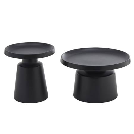 Masute Cafea - Set 2 măsuțe de cafea rotunde din metal negru