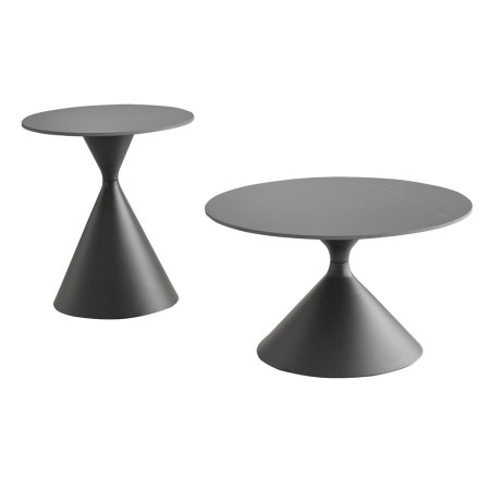 Mese in Stil Industrial - Set 2 măsuțe de cafea rotunde din piatra sinterizata negru