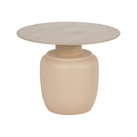 Set masute ceramica bej travertin si metal, rotunde, sculpturale [2]