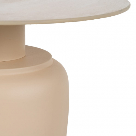 Set masute ceramica bej travertin si metal, rotunde, sculpturale [7]