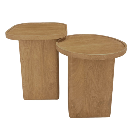 Mobilier - Set măsuțe laterale din lemn de mango maro deschis