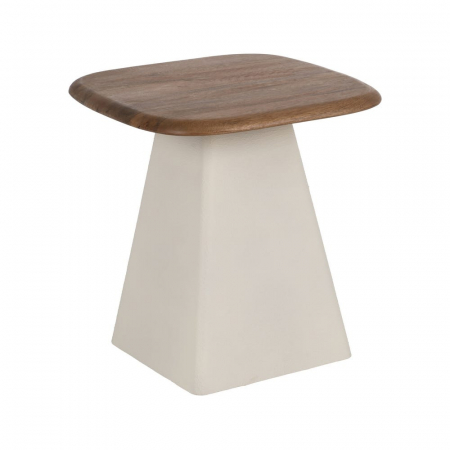 Set masute patrate mango si metal crem mat, stil japandi modern [4]