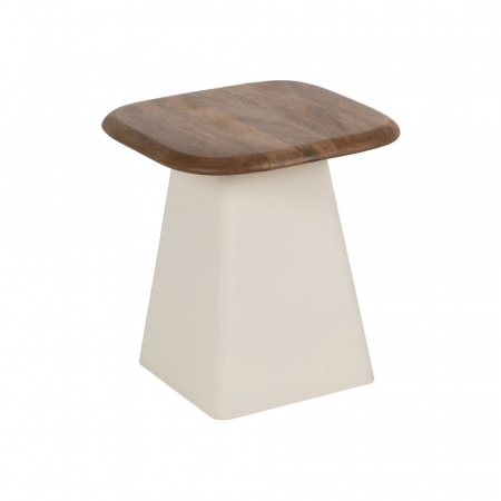 Set masute patrate mango si metal crem mat, stil japandi modern [5]