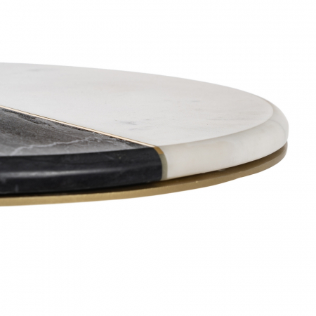 Set Masute Laterale Alb Negru CreativDeco - Blaturi Bicolore si Picioare Auriu [5]