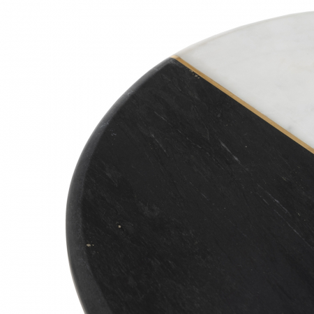 Set Masute Laterale Alb Negru CreativDeco - Blaturi Bicolore si Picioare Auriu [8]